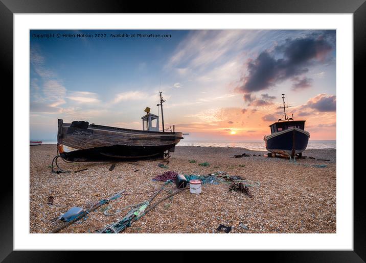 Fishing Boats at Sunrise Framed Mounted Print by Helen Hotson
