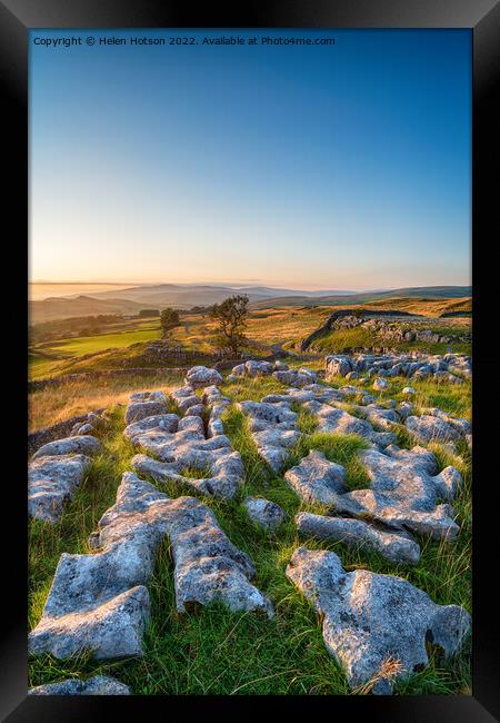 Winskill Stones in the Yorkshire Dales Framed Print by Helen Hotson