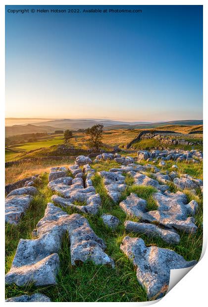 Winskill Stones in the Yorkshire Dales Print by Helen Hotson