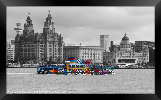 Liverpool Waterfront Skyline (Digital Art) Mono Framed Print by John Wain
