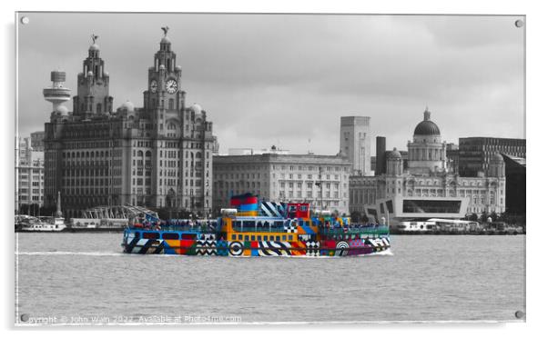 Liverpool Waterfront Skyline (Digital Art) Mono Acrylic by John Wain