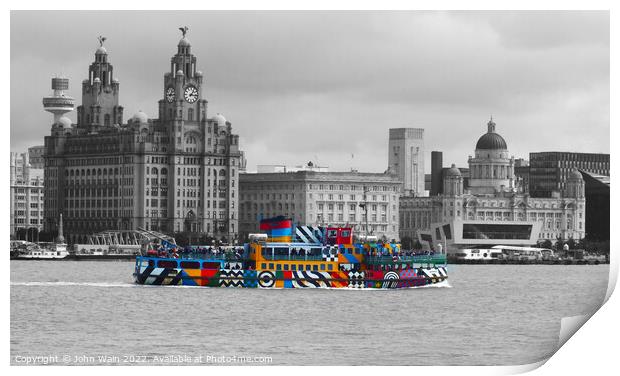 Liverpool Waterfront Skyline (Digital Art) Mono Print by John Wain