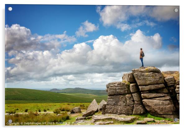 Dartmoor. Standing on South Hessary Tor Acrylic by Delphimages Art