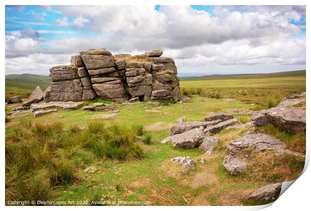 Dartmoor. South Hessary Tor near Princeton Print by Delphimages Art