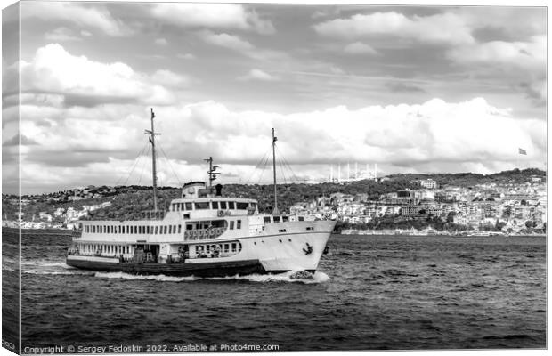 The ferry goes through the Bosphorus Strait. Istanbul, Turkey. Canvas Print by Sergey Fedoskin