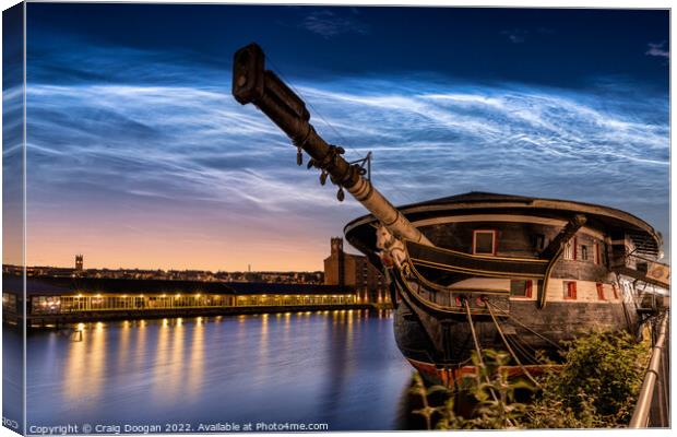 Dundee Unicorn Ship & Noctilucent Clouds Canvas Print by Craig Doogan
