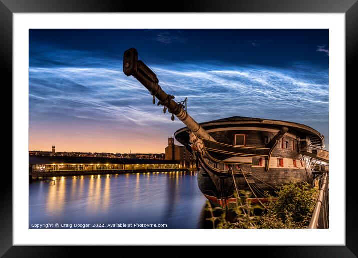 Dundee Unicorn Ship & Noctilucent Clouds Framed Mounted Print by Craig Doogan