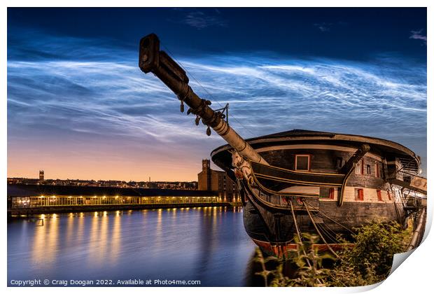 Dundee Unicorn Ship & Noctilucent Clouds Print by Craig Doogan