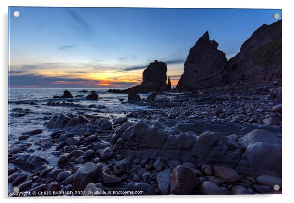 Sandymouth Bay Sunset Acrylic by CHRIS BARNARD