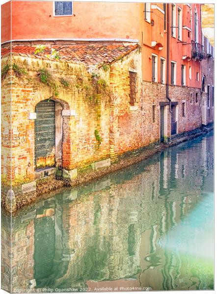 Venice Canal Reflection Canvas Print by Philip Openshaw