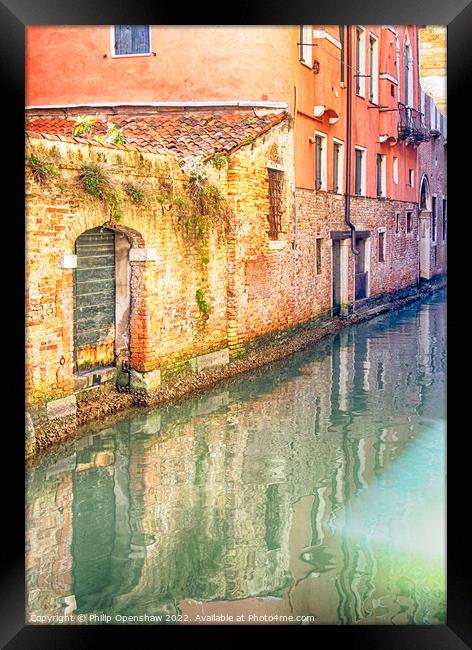 Venice Canal Reflection Framed Print by Philip Openshaw