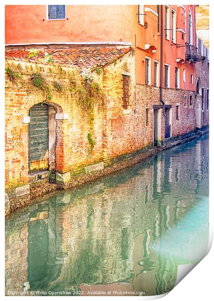 Venice Canal Reflection Print by Philip Openshaw