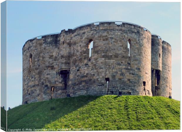 York Cliffords Tower Canvas Print by Philip Openshaw