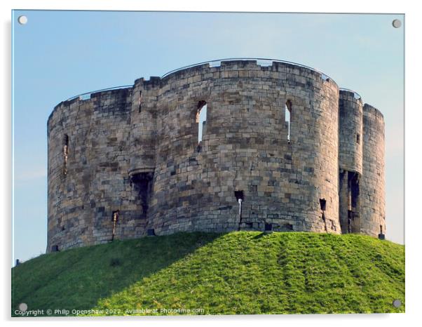 York Cliffords Tower Acrylic by Philip Openshaw