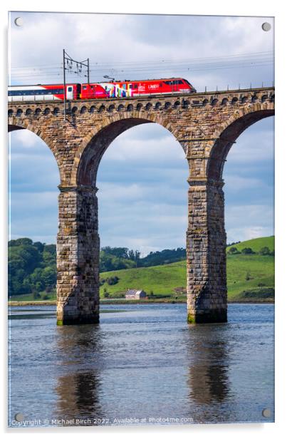 Train crossing the Royal Border Bridge Acrylic by Michael Birch