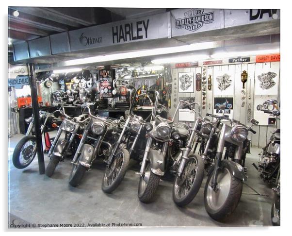 My son-in-law's man cave - he has more motorcycle equipment than most stores Acrylic by Stephanie Moore