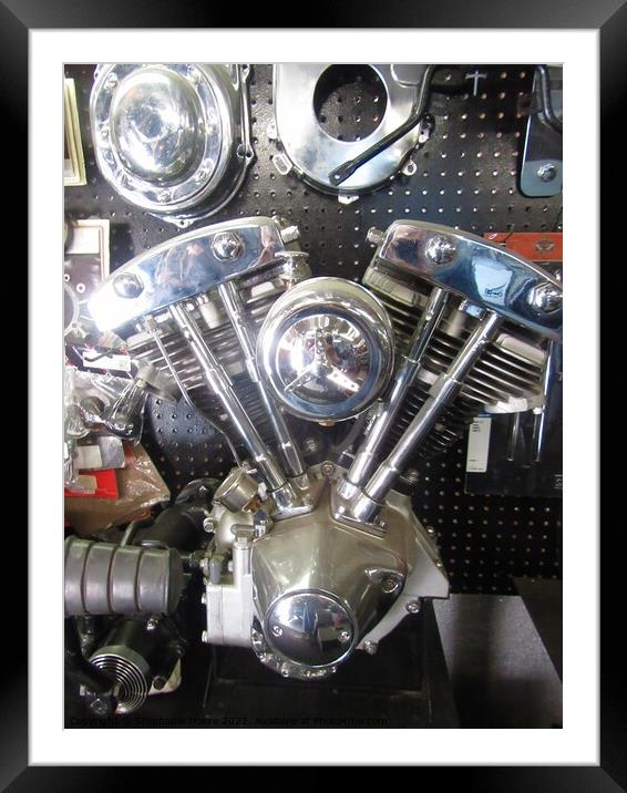 Motorcycle parts sculpture Framed Mounted Print by Stephanie Moore
