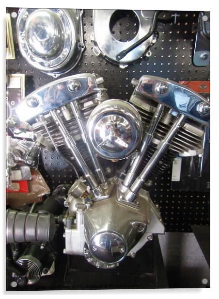 Motorcycle parts sculpture Acrylic by Stephanie Moore