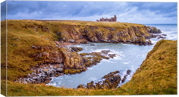 Slains Castle Panorama - Cruden Bay Canvas Print by John Frid