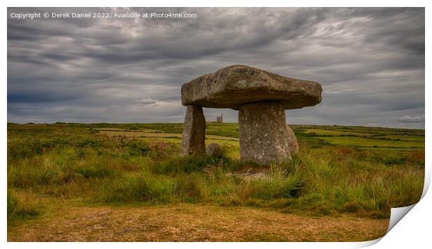 Ancient Megalith in Cornish Countryside Print by Derek Daniel