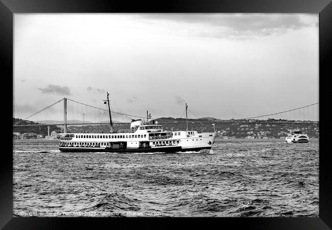 The ferry goes through the Bosphorus Strait. Istanbul, Turkey. Framed Print by Sergey Fedoskin