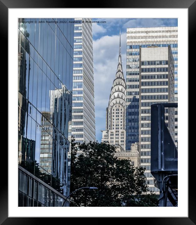 Reflecting on New York's Iconic Chrysler Building Framed Mounted Print by John Hastings