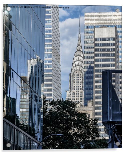 Reflecting on New York's Iconic Chrysler Building Acrylic by John Hastings