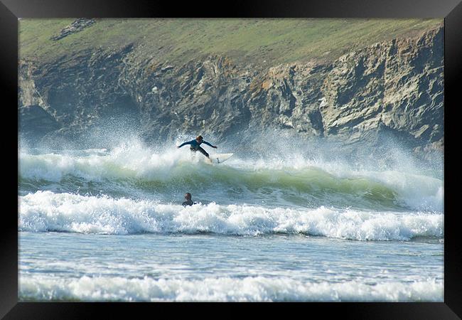 Polzeath Surfer Framed Print by David Wilkins