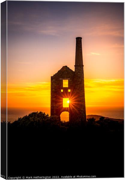 Sunset Carn Galver Tin Mine Cornwall Canvas Print by Mark Hetherington