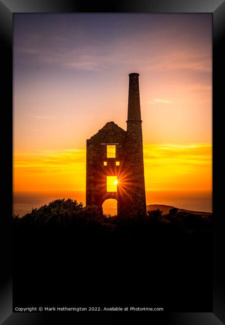 Sunset Carn Galver Tin Mine Cornwall Framed Print by Mark Hetherington