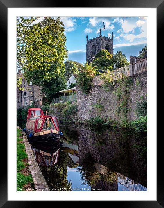 Narrowboat on the canal at Skipton Framed Mounted Print by George Robertson