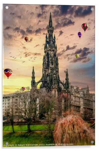 Majestic Hot Air Balloons Over Edinburgh Acrylic by RJW Images