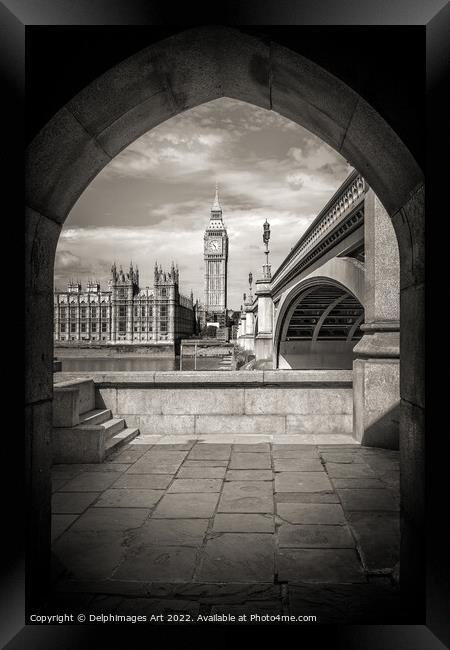 London. Secret tunnel under Westminster bridge Framed Print by Delphimages Art