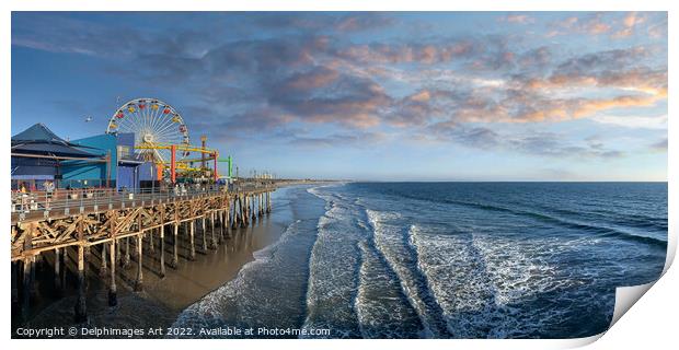 Los Angeles, Pacific Park and Santa Monica pier Print by Delphimages Art