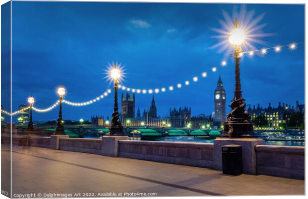 London lights at night Canvas Print by Delphimages Art