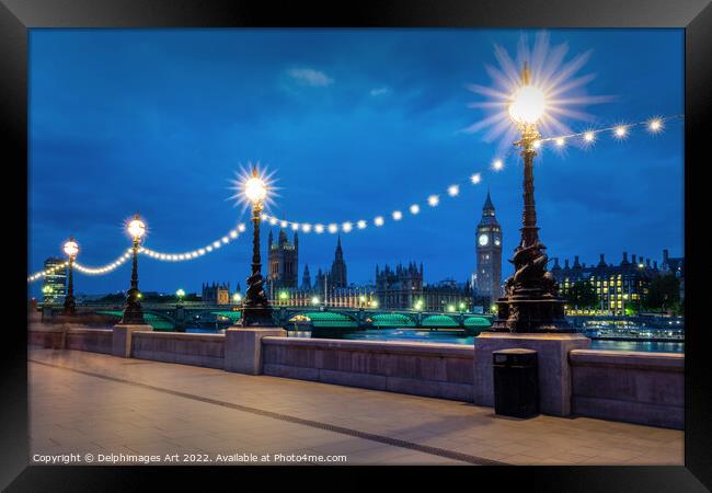 London lights at night Framed Print by Delphimages Art