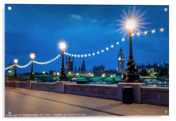 London lights at night Acrylic by Delphimages Art