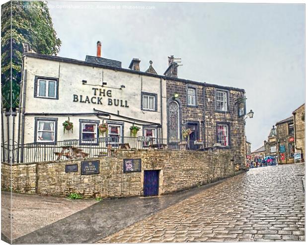 The black bull pub in Howarth West Yorkshire Canvas Print by Philip Openshaw
