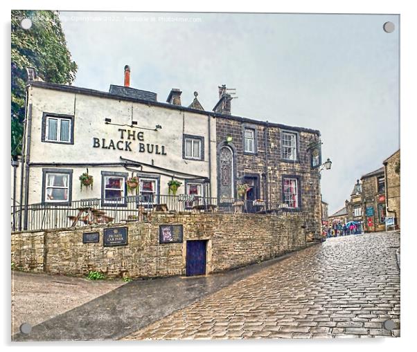 The black bull pub in Howarth West Yorkshire Acrylic by Philip Openshaw