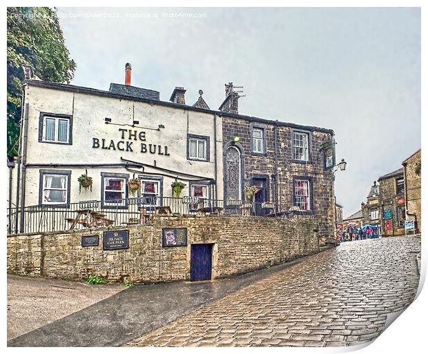 The black bull pub in Howarth West Yorkshire Print by Philip Openshaw