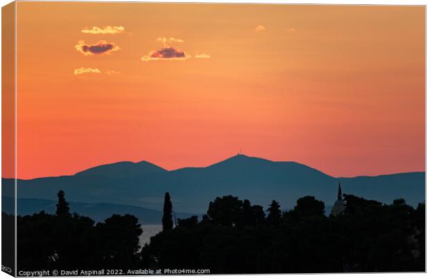 Croatian Sunset Canvas Print by David Aspinall