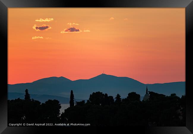 Croatian Sunset Framed Print by David Aspinall