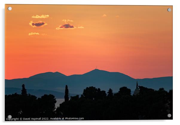 Croatian Sunset Acrylic by David Aspinall