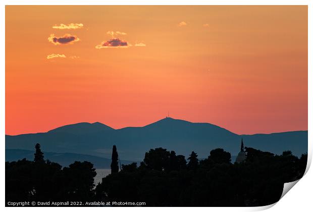Croatian Sunset Print by David Aspinall