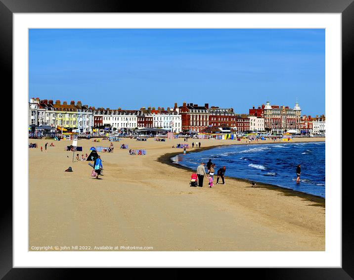 Weymouth beach in September, Dorset. Framed Mounted Print by john hill