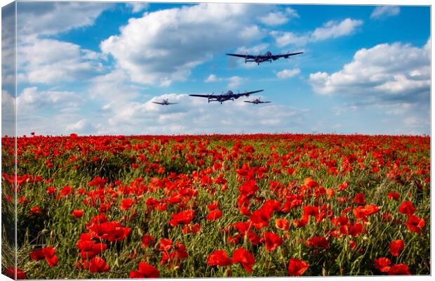 Lancasters Poppy Fly Past Canvas Print by J Biggadike
