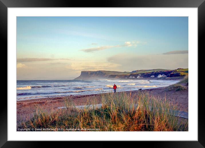 Wintry walk at Ballycastle Framed Mounted Print by David McFarland