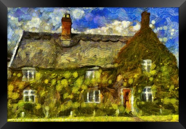 Thatched Cottage Van Gogh  Framed Print by David Pyatt