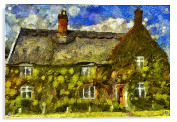 Thatched Cottage Van Gogh  Acrylic by David Pyatt