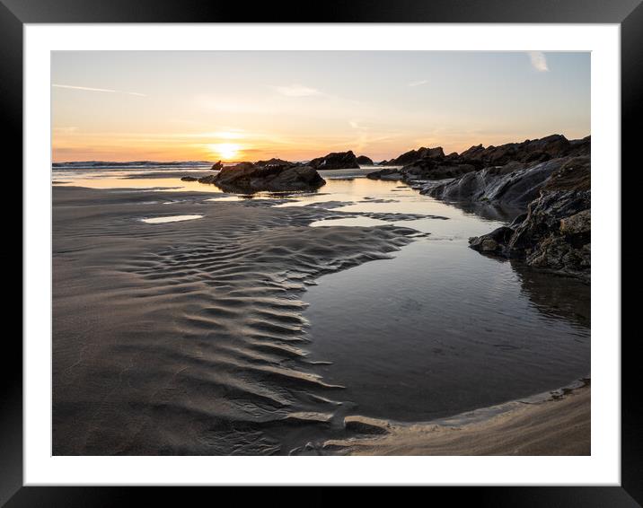 Fistral Beach sunset Framed Mounted Print by Tony Twyman